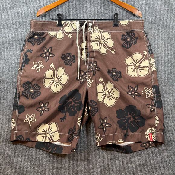 Tommy Bahama Relax Swim Shorts Men's XL Brown Floral Allover Lined Drawstring - Picture 1 of 10
